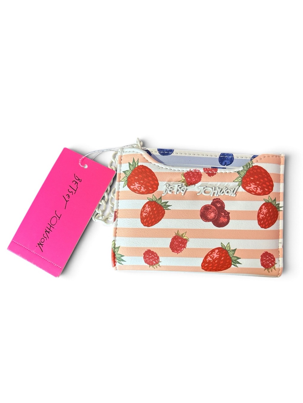 Betsey Johnson Strawberry Wallet with Card Holder Red & Blue NWT